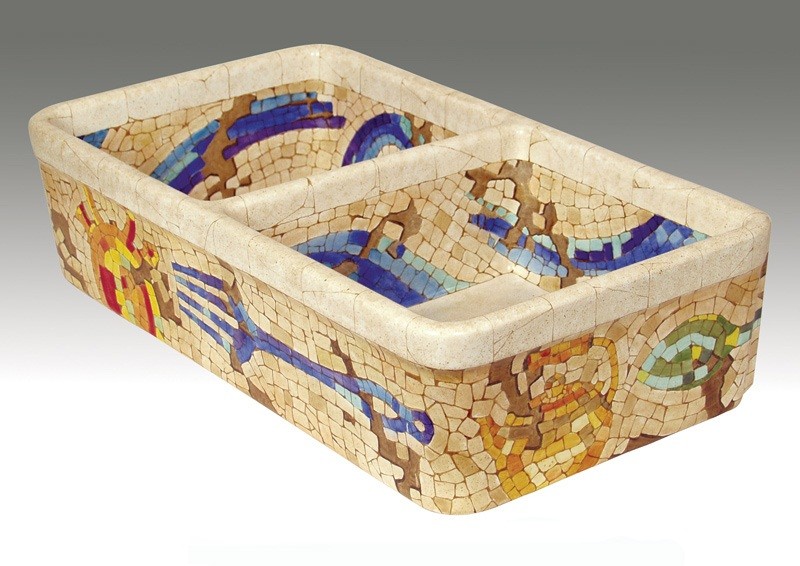 Fireclay Double Bowl Kitchen Sink 32" x 18" with Pompeii Design