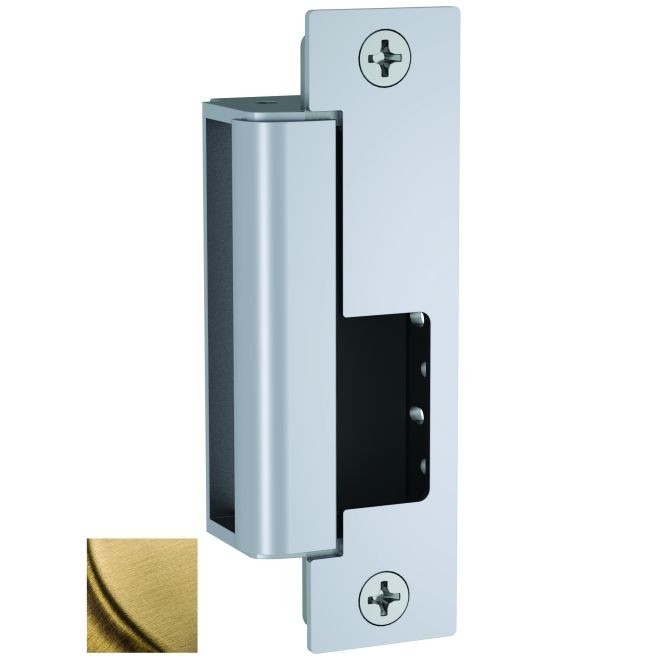 HES 1500C606LMS 12 / 24 Volt DC Electric Strike Complete Pac with Single Lock and Strike Monitors - Satin Brass