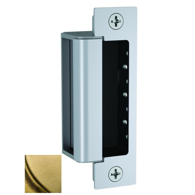 HES 1600CDB606 12 / 24 Volt DC Electric Strike Complete Pac for Deadbolt Locks - Satin Brass