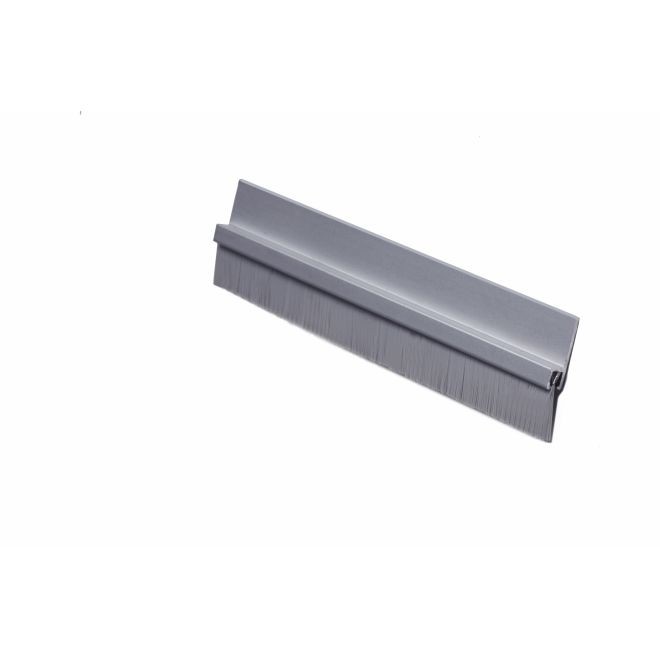 Pemko 18062CNB48BL 48" 180 Degree Aluminum Retainer Weatherstrip with 5/8" Black Nylon Brush Clear Aluminum