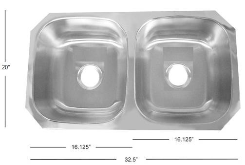 Deltana 32 1/2" Solid Stainless Steel Double Sink