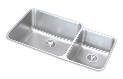 Elkay Gourmet Lustertone Double Bowl Undermount Sink - ELUH3520R