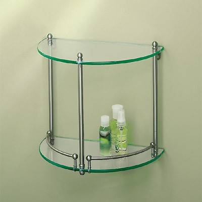 Gatco Premier 2-Tier Half Round Wall Glass Shelf