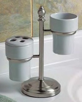 Gatco Toothbrush & Tumbler Holder w/Porcelain Cup
