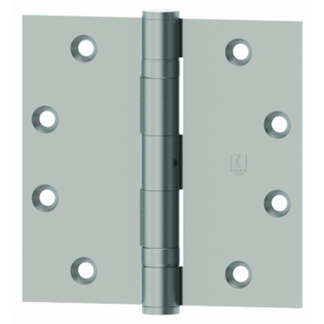 Hager 127941226DNRP 4-1/2" x 4-1/2" Full Mortise Five Knuckle Plain Bearing Standard Weight Hinge, Non Removable Pin, # 008732 - Satin Chrome