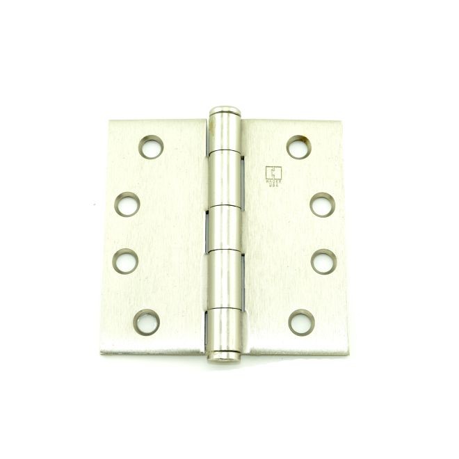 Hager 1279415 4" x 4" Full Mortise Five Knuckle Plain Bearing Standard Weight Hinge, # 008496 - Satin Nickel