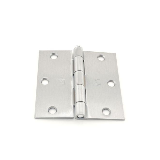 Hager 174131226DEA 3-1/2" x 3-1/2" Steel Square Corner Full Mortise Plain Bearing Residential Hinge, # 030551 - Satin Chrome