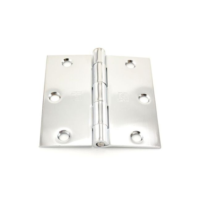 Hager 174131226EA 3-1/2" x 3-1/2" Steel Square Corner Full Mortise Plain Bearing Residential Hinge, # 030547 - Bright Chrome