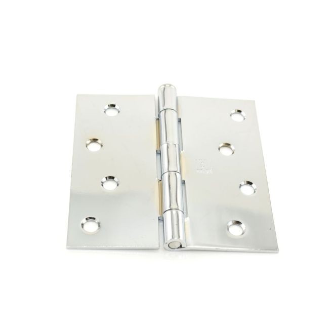 Hager 1741426EA 4" x 4" Steel Square Corner Full Mortise Plain Bearing Residential Hinge, # 033145 - Bright Chrome