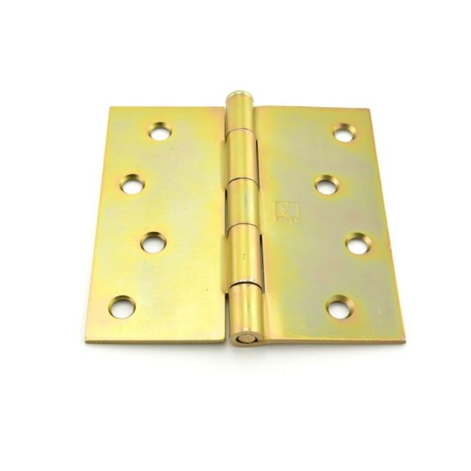 Hager 174142DEA 4" x 4" Steel Square Corner Full Mortise Plain Bearing Residential Hinge, # 029662 - Zinc