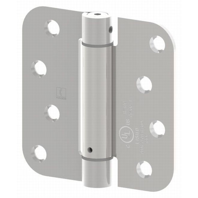 Hager 17524AN 4" x 4" 5/8" Radius Corner Steel Full Mortise Residential Spring Hinge, # 118750 - Antique Nickel