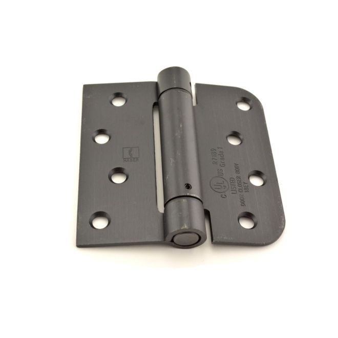 Hager 1754410R 4" x 4" Square by 5/8" Radius Corner Steel Full Mortise Residential Spring Hinge, # 170481 Matte - Antique Bronze