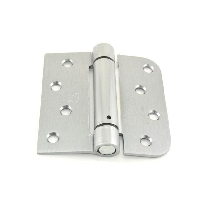 Hager 1754426D 4" x 4" Square by 5/8" Radius Corner Steel Full Mortise Residential Spring Hinge, # 170485 - Satin Chrome