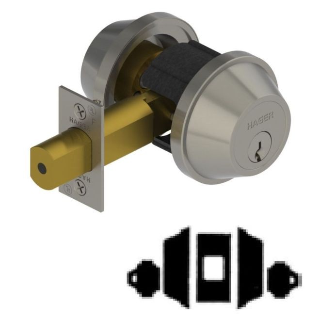 Hager 321426D Double Cylinder Deadbolt # 098342 - Satin Chrome