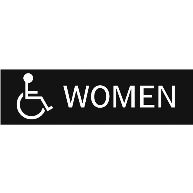 Hager 352WW2 WOMEN with Wheelchair Engraved Plastic Sign, # 089553 - Black