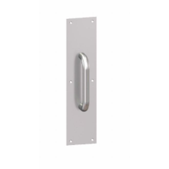 Hager 35D41610 4" x 16" Square Push Plate with 5-1/2" Center to Center 5D 5/8" Round Pull, # 048506 - Satin Bronze