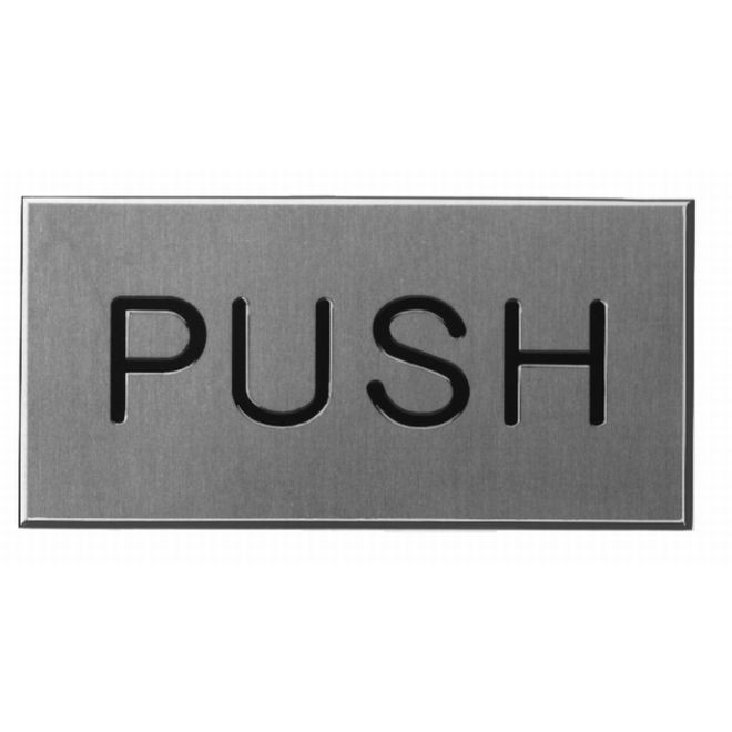 Hager 361H28 PUSH - Horizontal Engraved Metal Sign, # 092478 - Aluminum