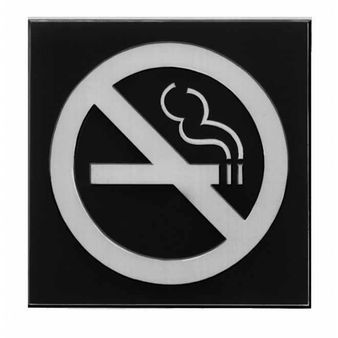 Hager 364NW4 NO SMOKING - Engraved Plastic Sign, # 089099 - Satin Brass