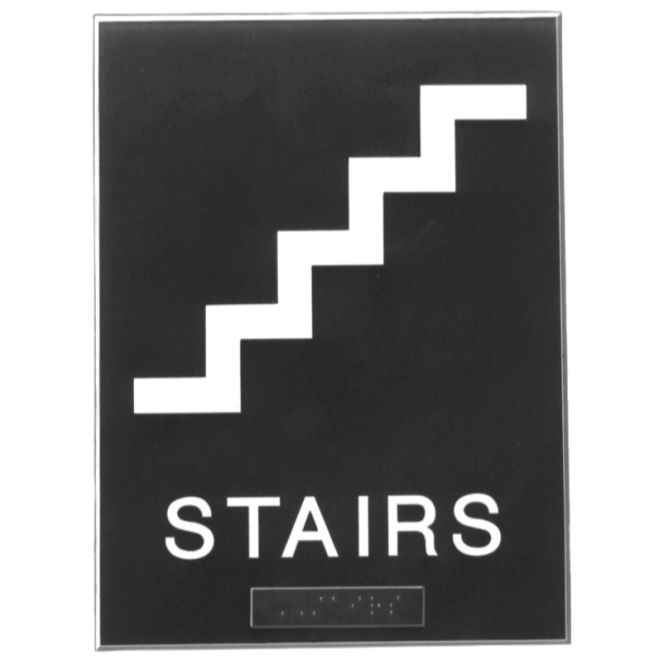 Hager 366SW3 STAIRS - ADA Tactile Plastic Sign, # 089115 - Bright Brass