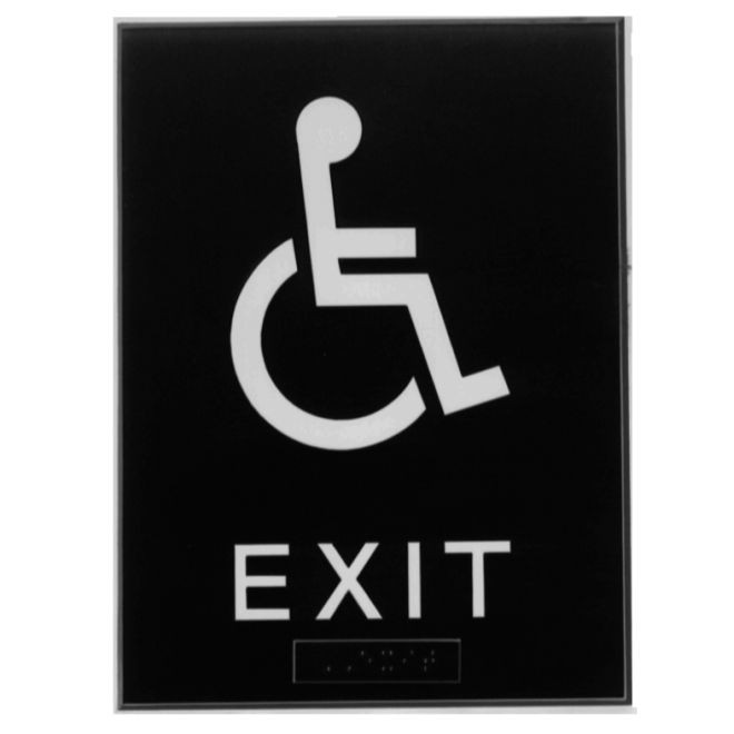 Hager 368EW1 EXIT with Wheelchair - ADA Tactile Plastic Sign, # 089119 - Brown