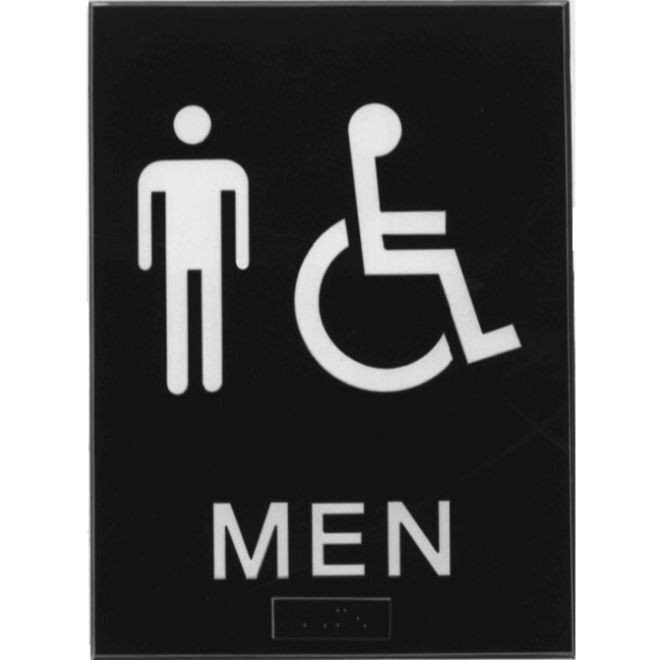 Hager 368MW2 MEN with Wheelchair - ADA Tactile Plastic Sign, # 089456 - Black