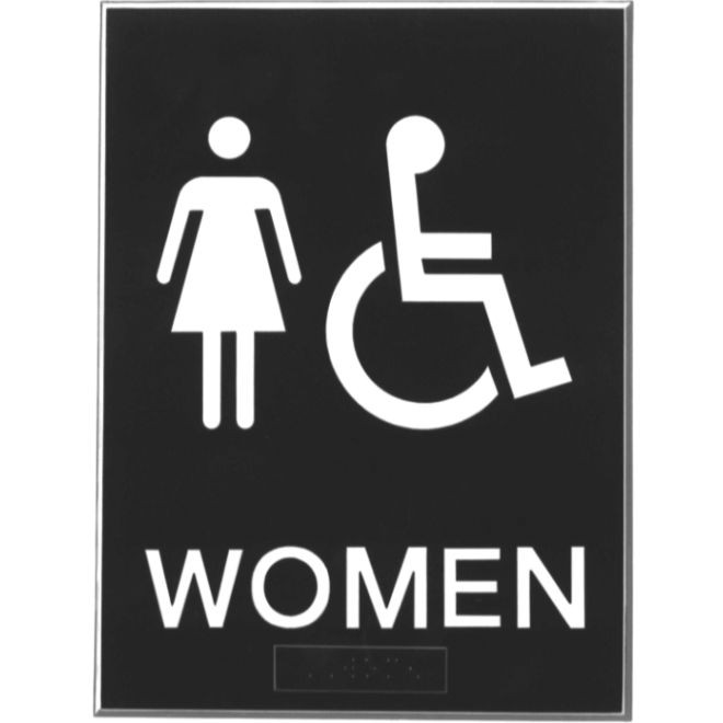 Hager 368WW2 WOMEN with Wheelchair - ADA Tactile Plastic Sign, # 090033 - Black