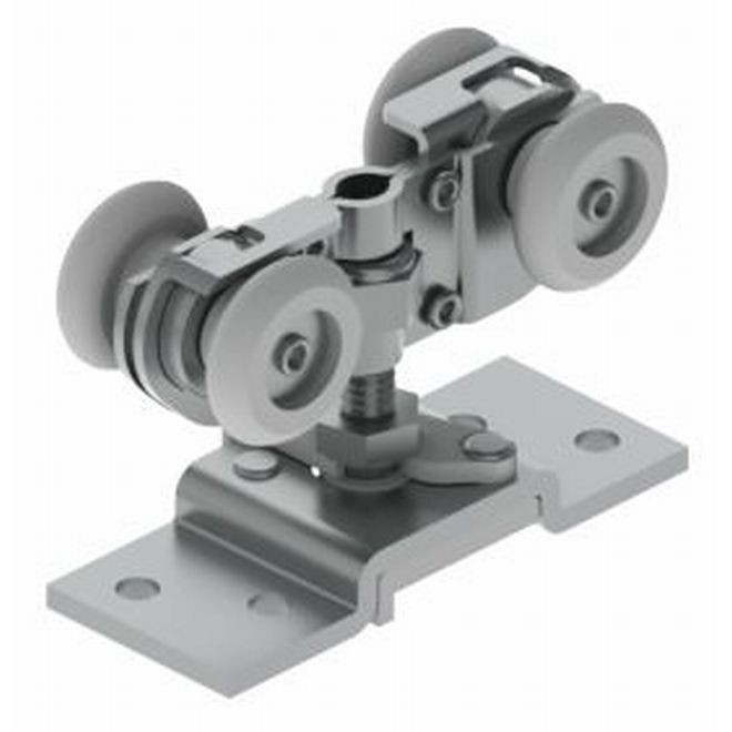 Hager 96062D Four Wheel Ball Bearing Hanger with Top Mount Plate # 135318 - Zinc