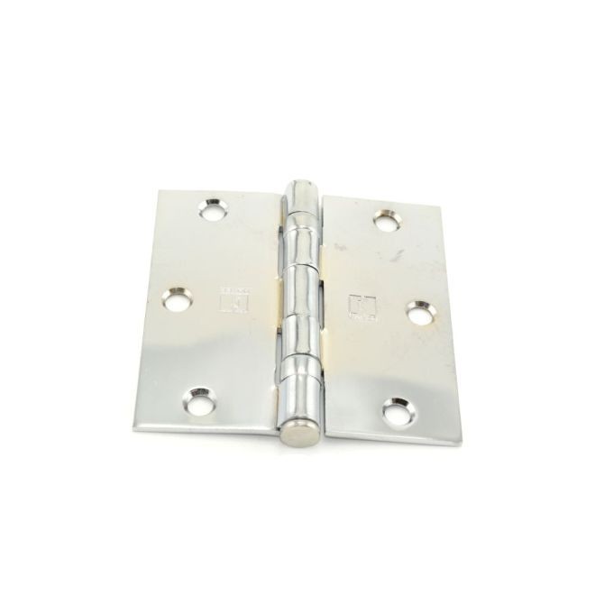 Hager BB174131226EA 3-1/2" x 3-1/2" Square Corner Ball Bearing Full Mortise Residential Weight Hinge # 034275 - Bright Chrome