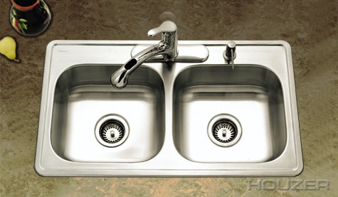 Houzer Glowtone Manufactured Double Sink 3319-6BS