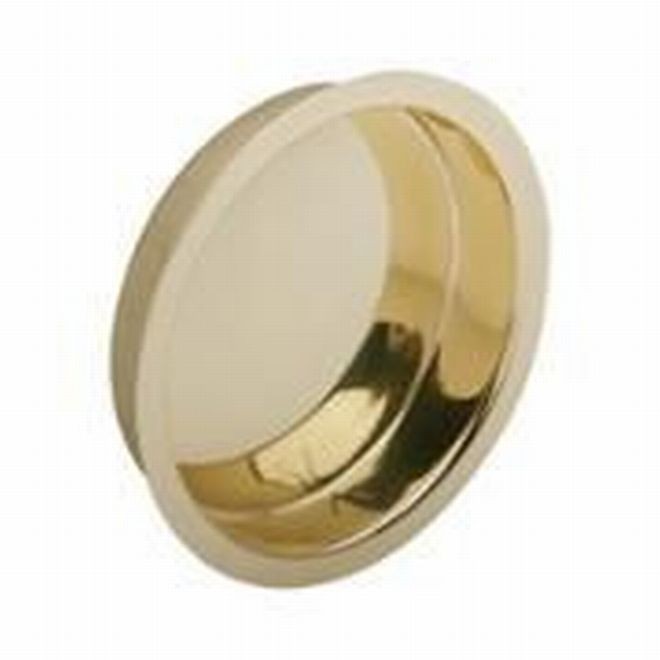 Ives 221B 2-1/8" Round Flush Pull - Bright Brass