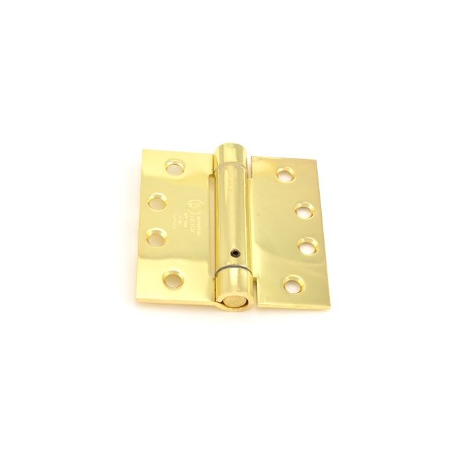 Ives 3SP14 4" x 4" Standard Weight Spring Hinge - Bright Brass