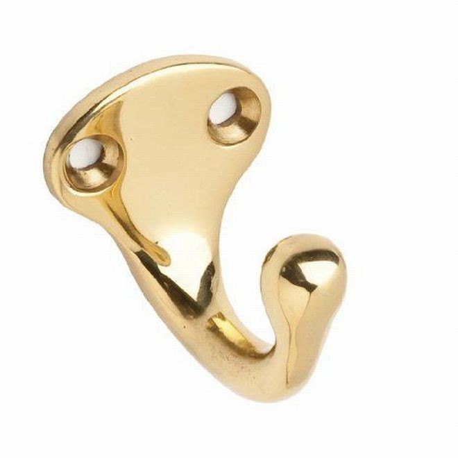 Ives 581MB Single Wardrobe Hook - Bright Brass