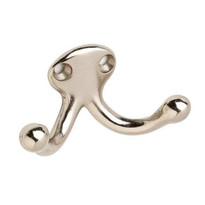 Ives 582A Double Wardrobe Hook - Bright Nickel
