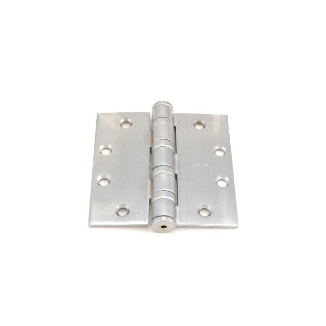 Ives 5BB1HW412 4-1/2" x 4-1/2" Five Knuckle Ball Bearing Heavy Weight Hinge - Satin Stainless Steel