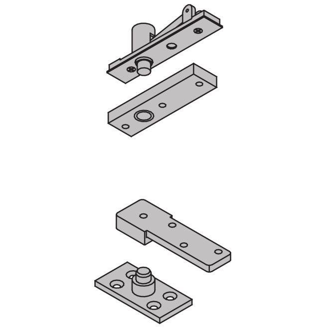 Ives 7255SET 1-1/2" Center Hung Base Plate Pivot Set 500 Pounds - Aluminum Painted