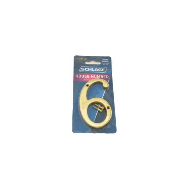 Ives SC23066605 Carded Classic House Number 6 - Bright Brass
