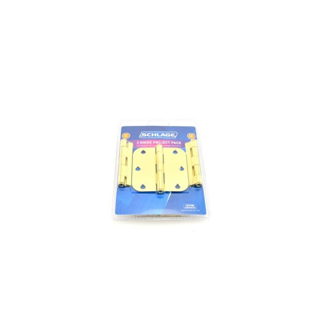 Ives SC3P1011F6 3-1/2" x 3-1/2" 5/8 Radius Hinge Carded 3 Pack - Bright Brass