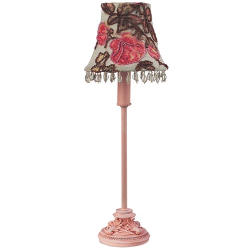 Jubilee Rose Print w/Brown Bead Chandelier Shade