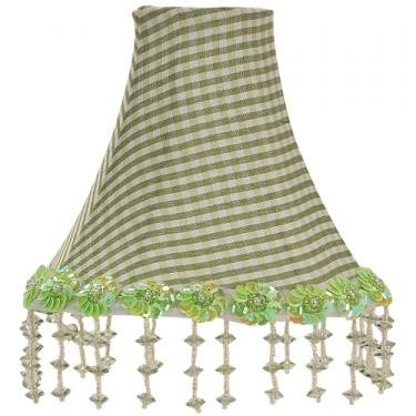 Jubilee Pearl Flower Chandelier Shade Green Check - 002201