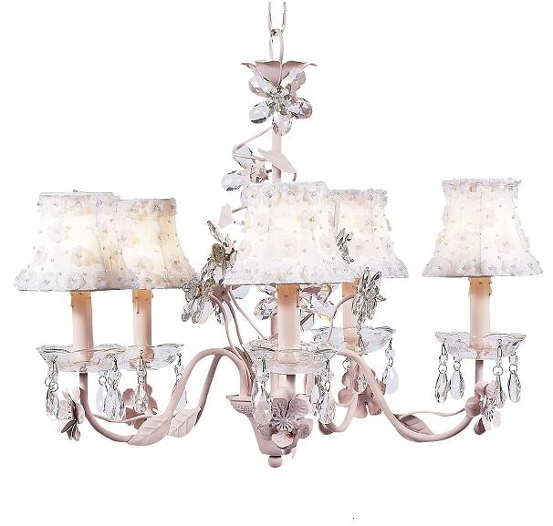 Jubilee Crystal Flower 5-Arm Chandelier with Petal Flower Shades