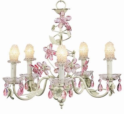 Jubilee 5-Arm Crystal Flower Chandelier with Clear Bulb Covers