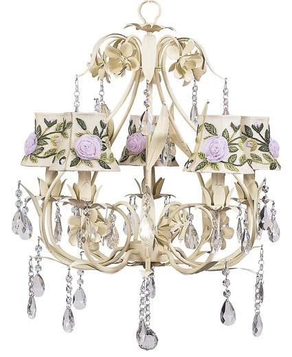 Jubilee Ballroom 5-Arm Ivory Chandelier with Ivory Rose Net Flower Shades