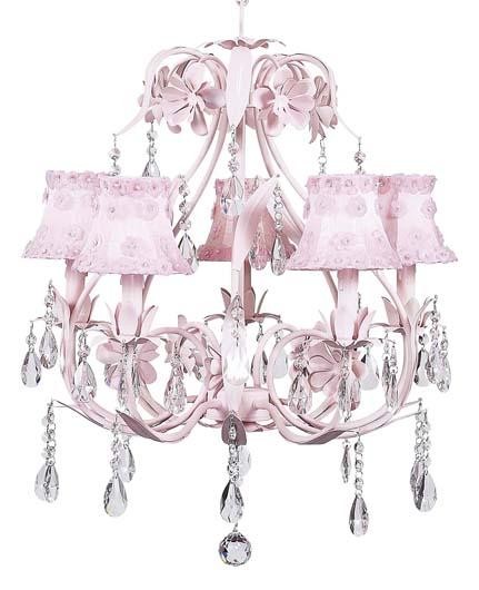 Jubilee Ballroom 5-Arm Pink Chandelier with Pink Petal Flower Shades