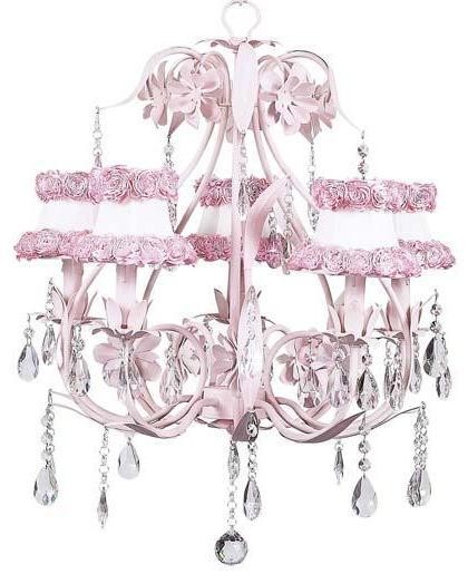 Jubilee Ballroom 5-Arm Pink Chandelier with Ring of Roses Shades
