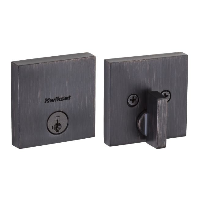 Kwikset 258SQT Downtown Square Contemporary Low Profile Single Cylinder SmartKey Deadbolt KA3