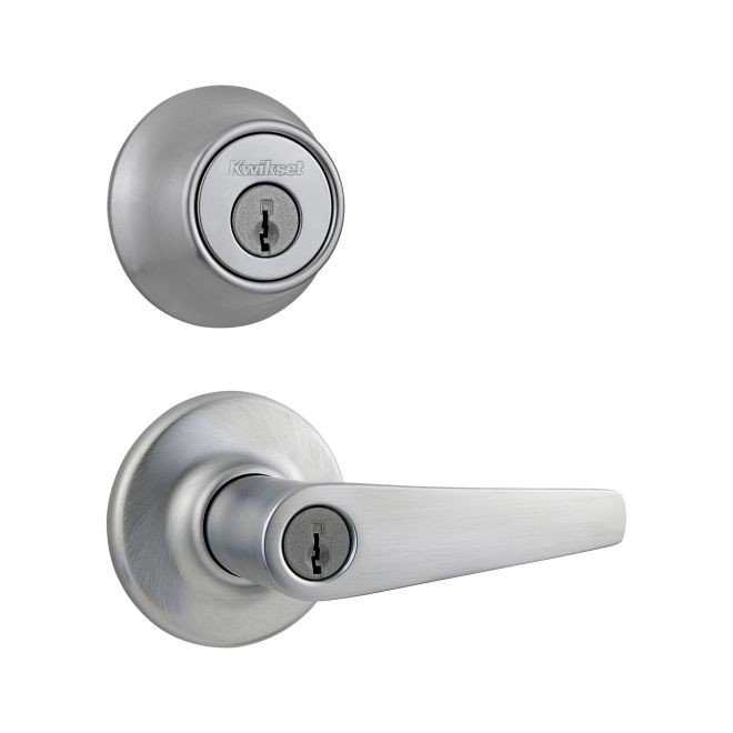 Kwikset 690DL-BV1 Combo Keyed Entry Delta Lever with Single Cylinder Deadbolt with New Chassis - Box Pack