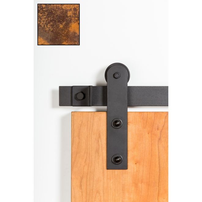 Leatherneck 0120-6030 Straight 402-LPQ Hanger with Low Profile Quiet Wheel for Flat Track Weathered Rust