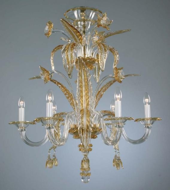 Preciosa Venetian 6 Light Chandelier w/22K Gold
