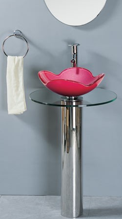 RonBow Rosetia SS pedestal w/ glass counter