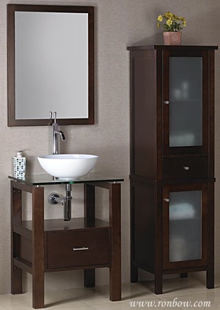 RonBow Rena-2 Glass counter w/wood stand/drawer